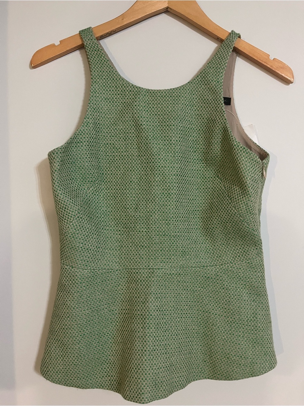 Banana Republic Green & Cream Tweed peplum top